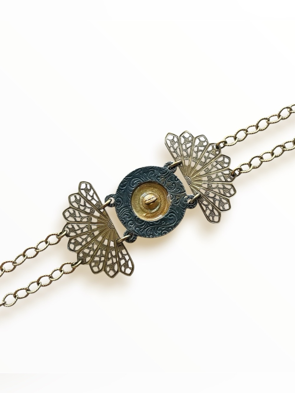 Grandmother’s Buttons Vintage Handmade Art Deco Filigree Style Button Bracelet - Picture 3 of 7